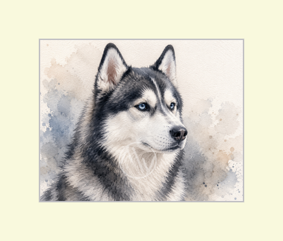 Husky Watercolor Art Print