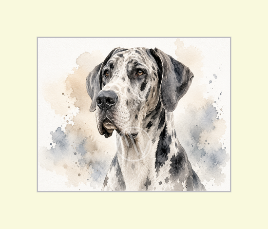 Great Dane Watercolor Portrait