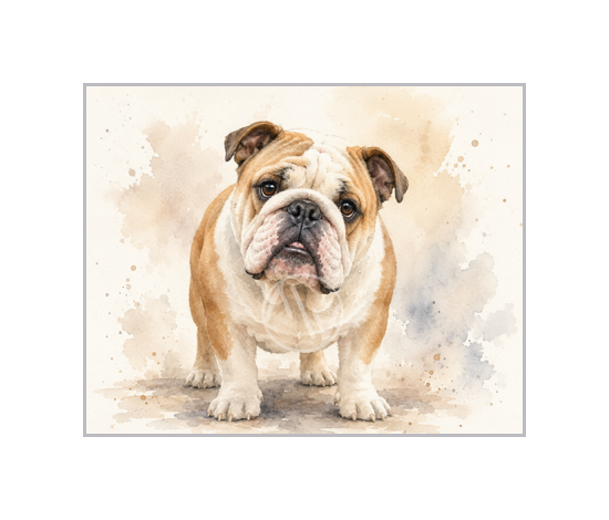 Bulldog Watercolor Art Print
