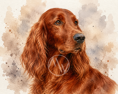 Irish Setter Watercolor Portrait