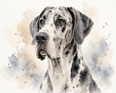 Great Dane Watercolor Art Print