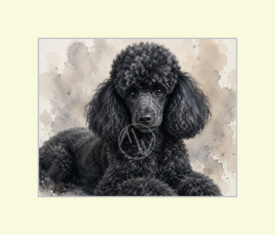 Black Poodle Watercolor Print