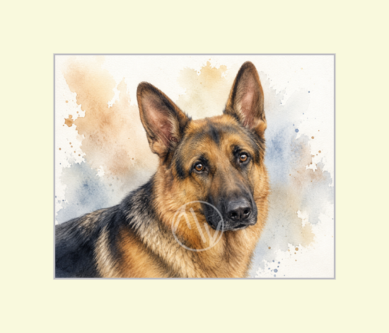 German Shepherd Watercolor Print