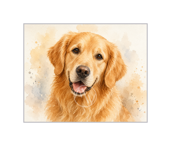 Golden Retriever Watercolor Portrait