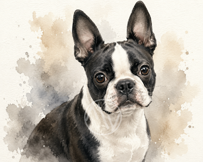 Boston Terrier Watercolor Print