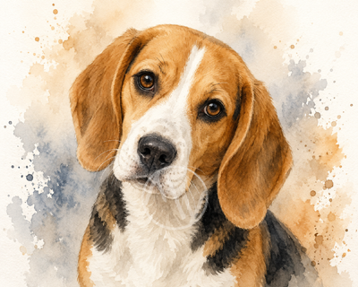 Beagle Watercolor Portrait