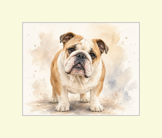Bulldog Watercolor Art Print