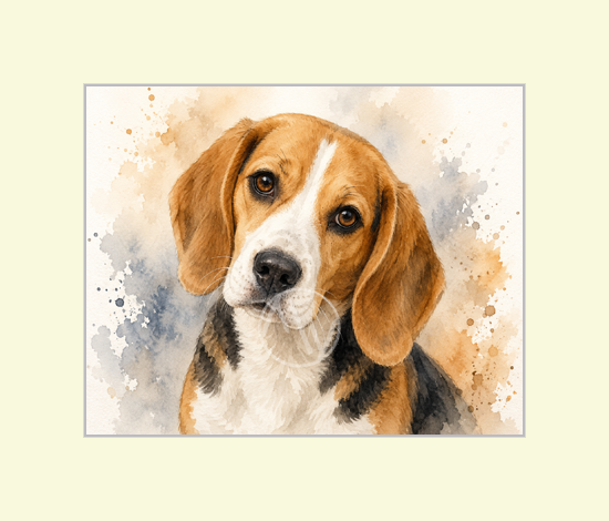 Beagle Dog Watercolor Print