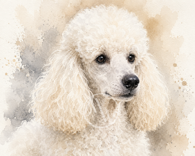 Elegant Poodle Watercolor Portrait