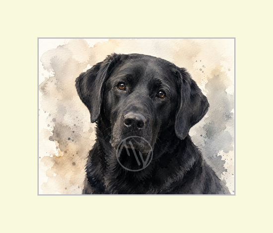Black Labrador Watercolor Portrait