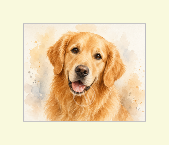 Golden Retriever Watercolor Portrait