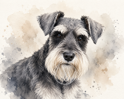 Schnauzer Watercolor Portrait Print