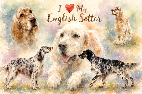 English Setter Watercolor Art Print