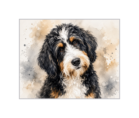 Bernedoodle Watercolor Art Print