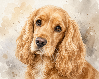Cocker Spaniel Watercolor Portrait