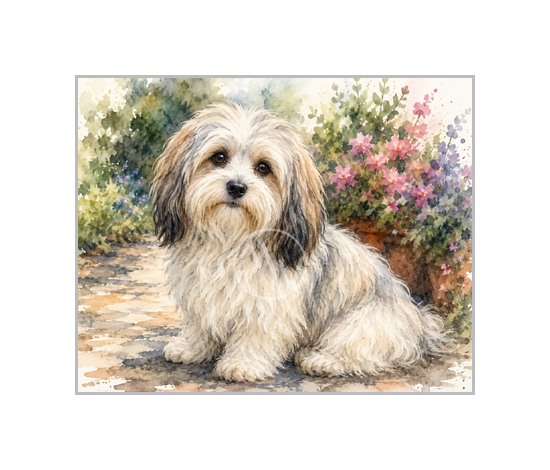 Fluffy Dog Garden Art Print