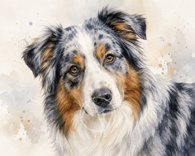 Australian Shepherd Watercolor Print