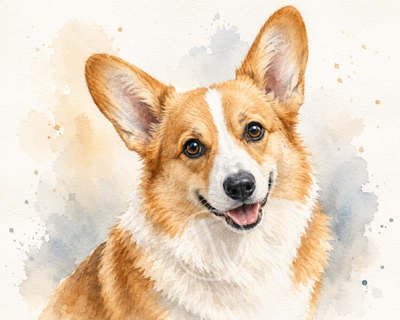 Corgi Watercolor Print