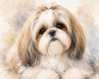 Shih Tzu Watercolor Portrait