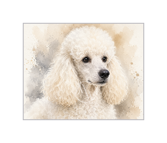White Poodle Watercolor Print
