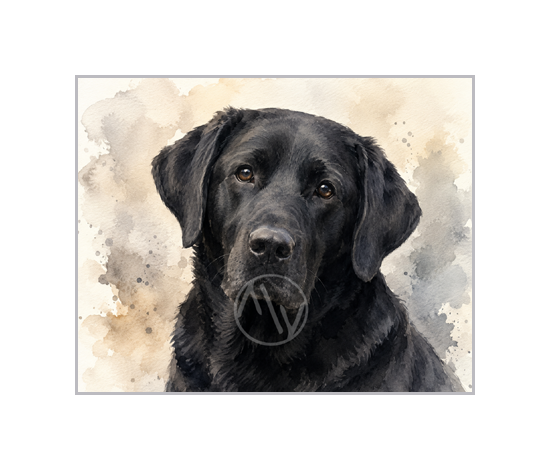 Black Labrador Watercolor Portrait