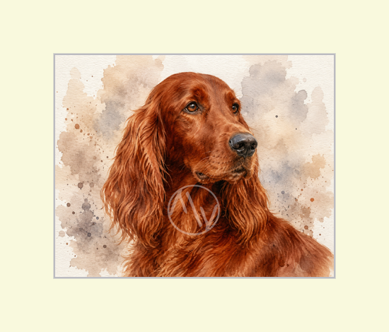 Irish Setter Dog Watercolor Print