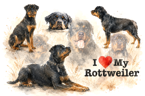 I Love My Rottweiler Wall Art