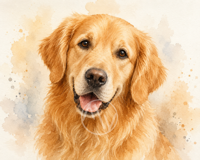 Golden Retriever Watercolor Portrait