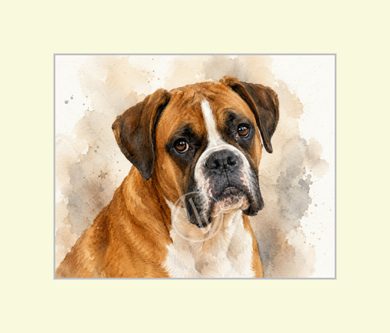 Boxer Dog Watercolor Print