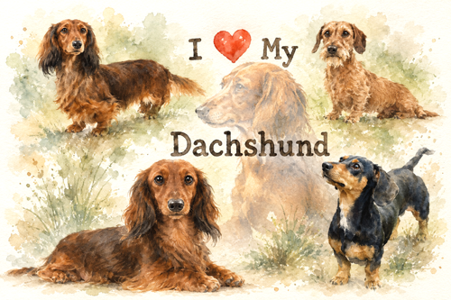 I Love My Dachshund Art Print