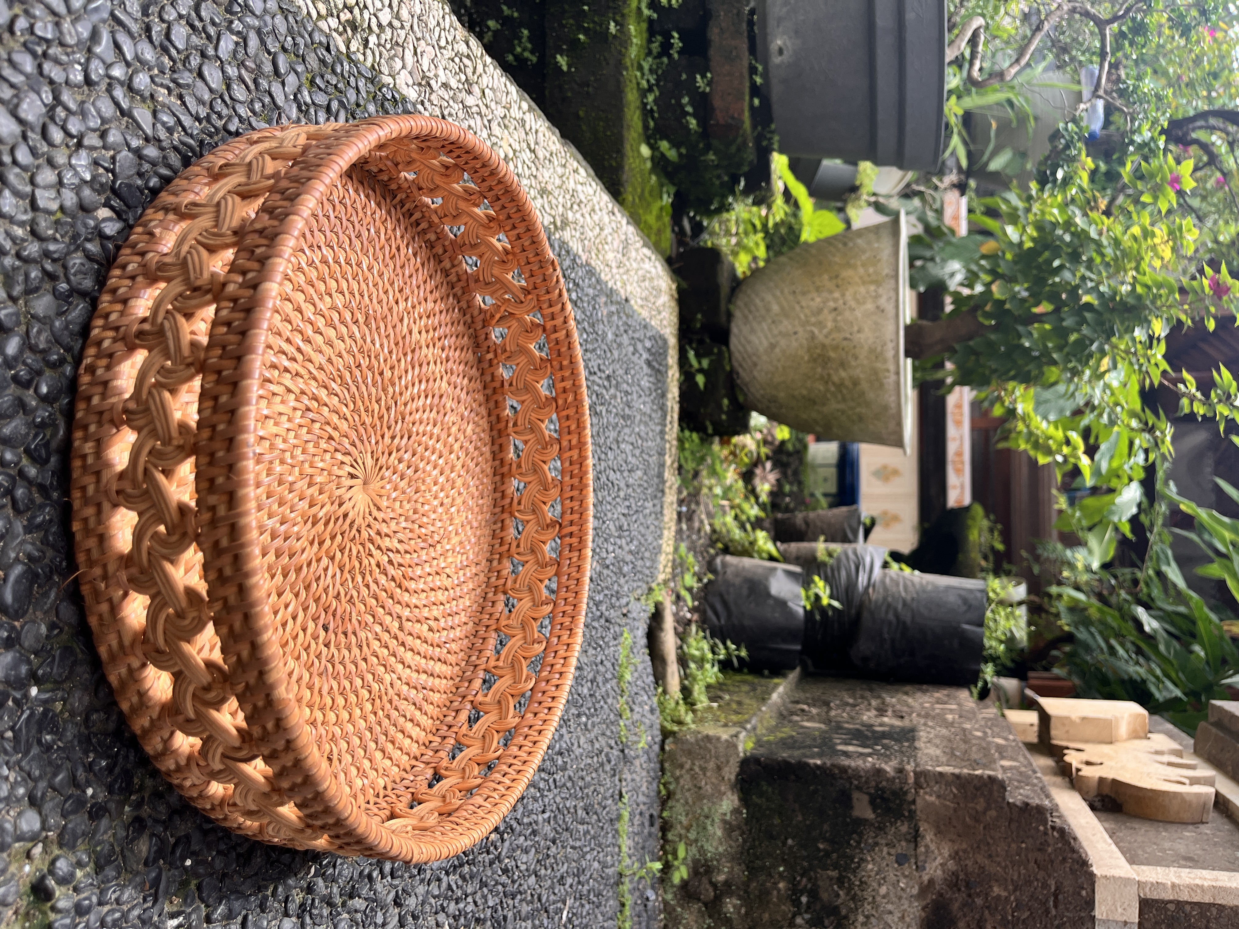 Round Plaited Rattan Basket