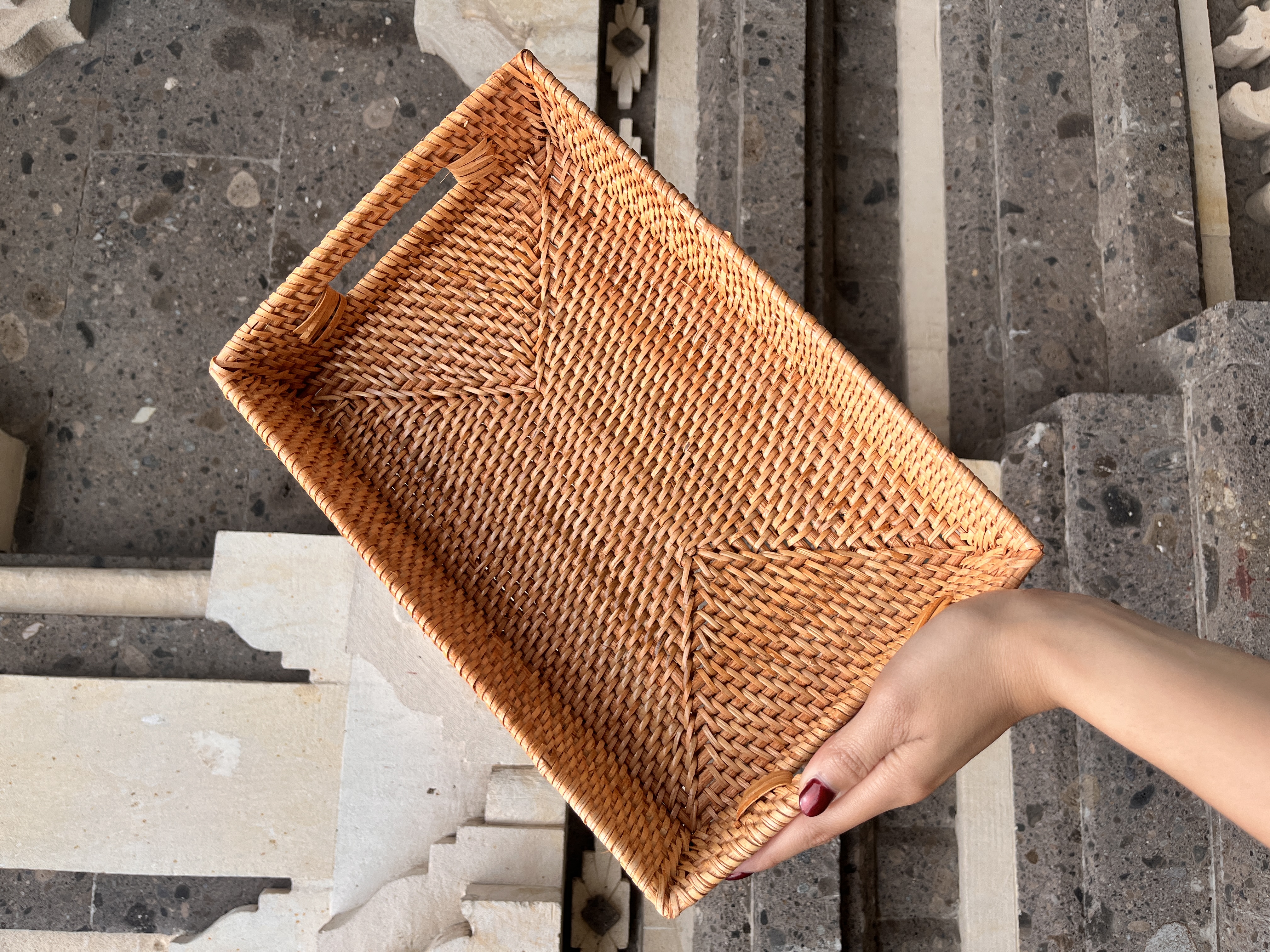 Square Rattan Serving Tray