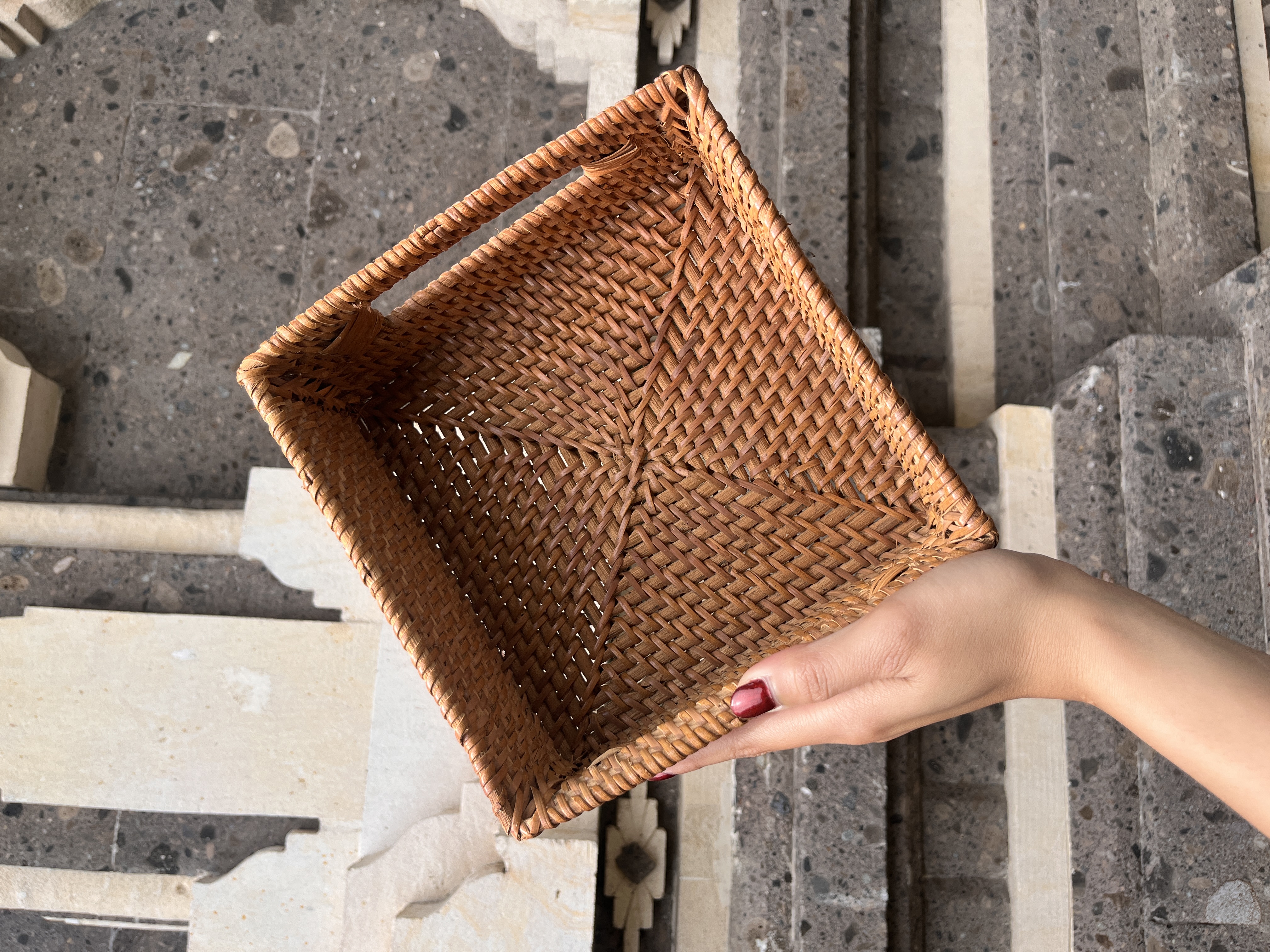 Mini Square Rattan Serving Tray