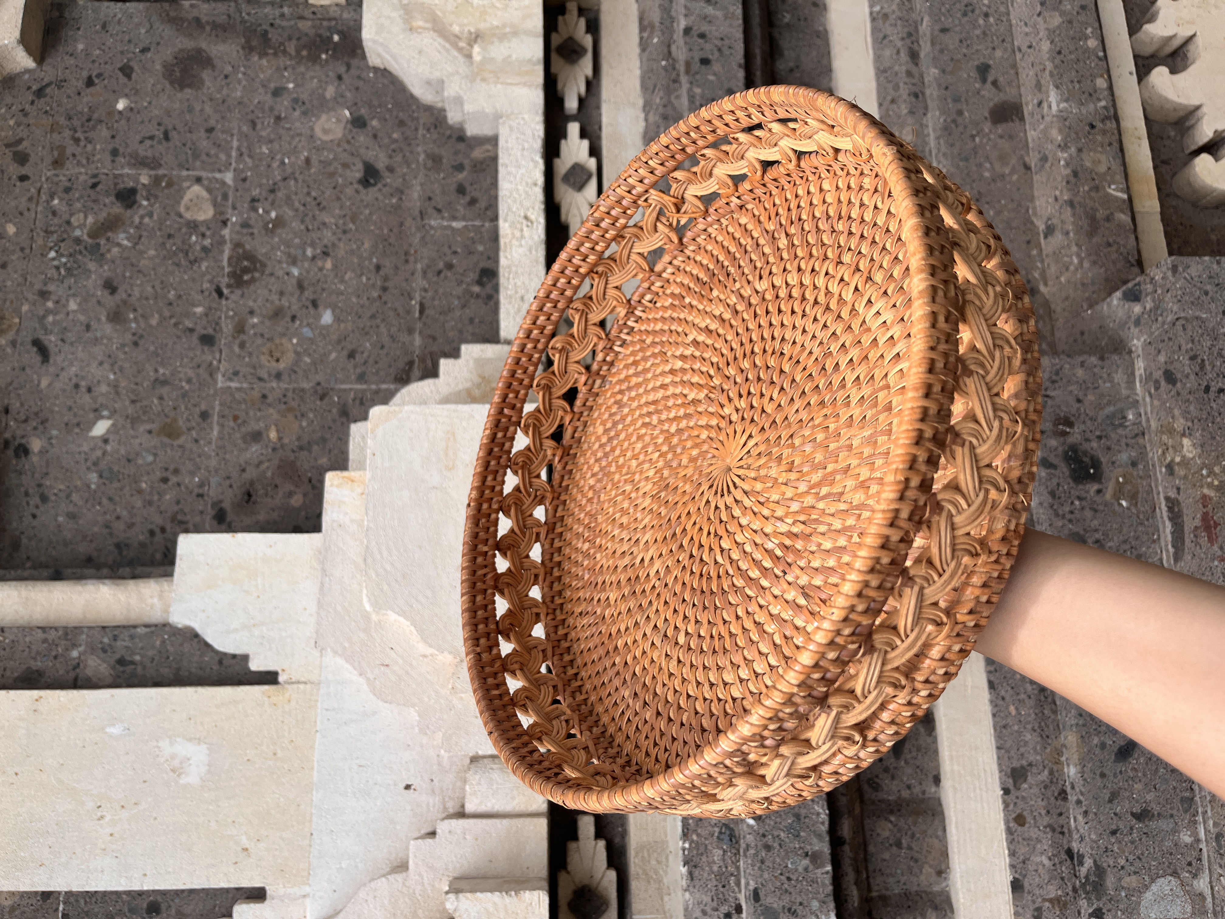 Round Plaited Rattan Basket