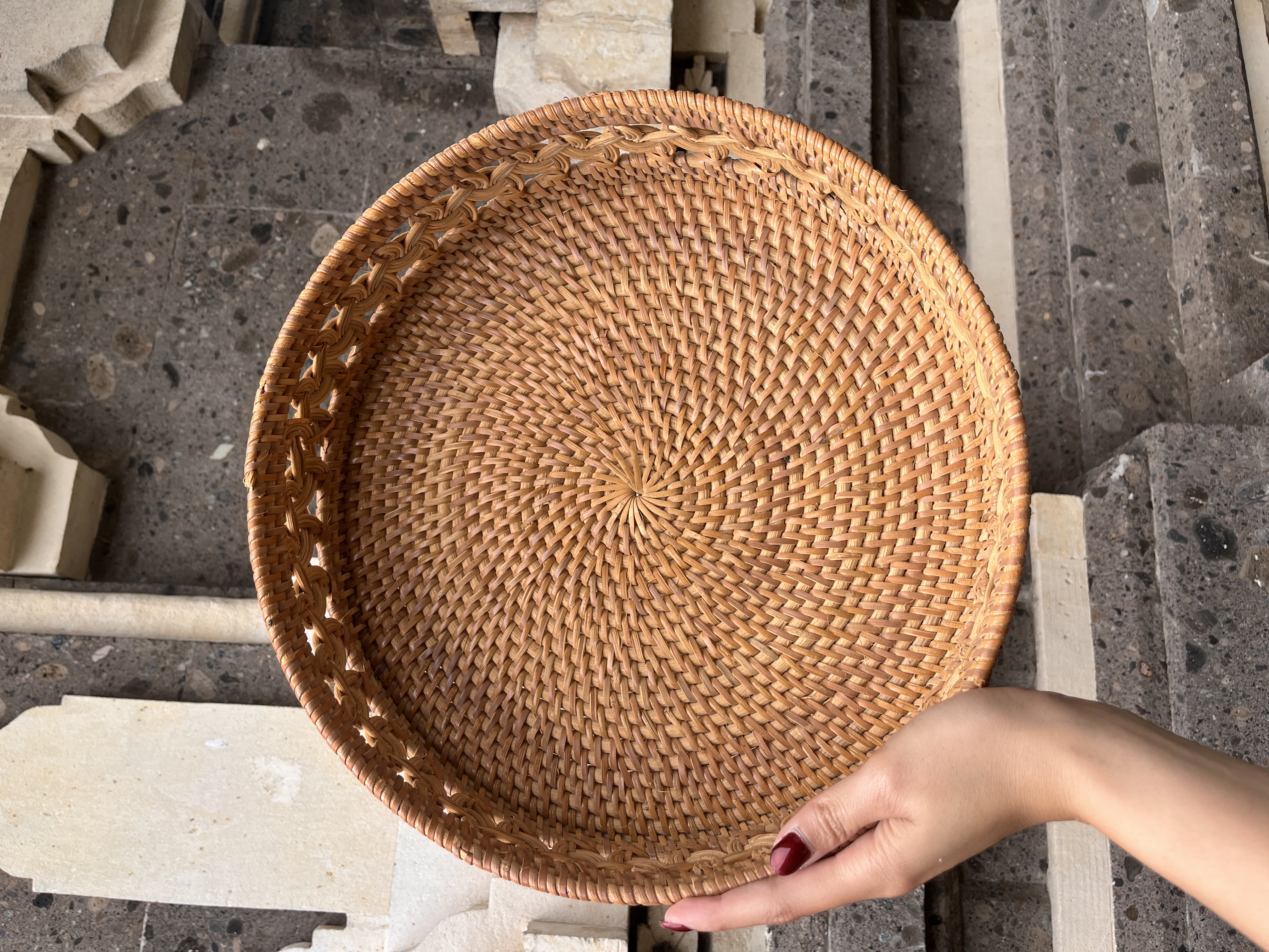 Round Plaited Rattan Basket