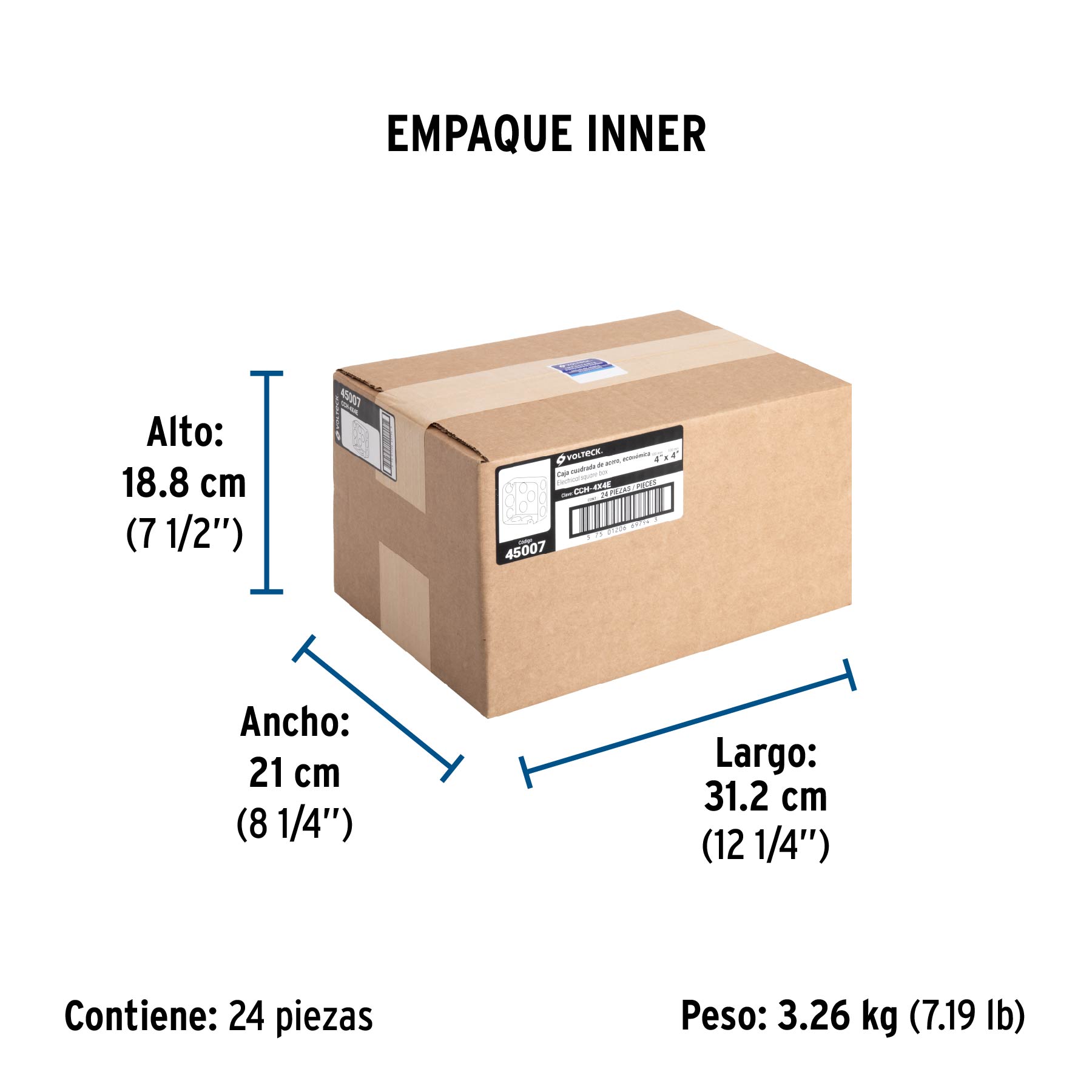 Caja cuadrada 4" x 4" económica, VOLTECK
