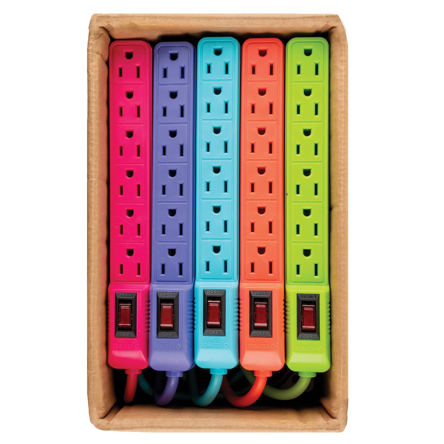Multicontacto 16 AWG doméstico 6 entradas, colores a granel