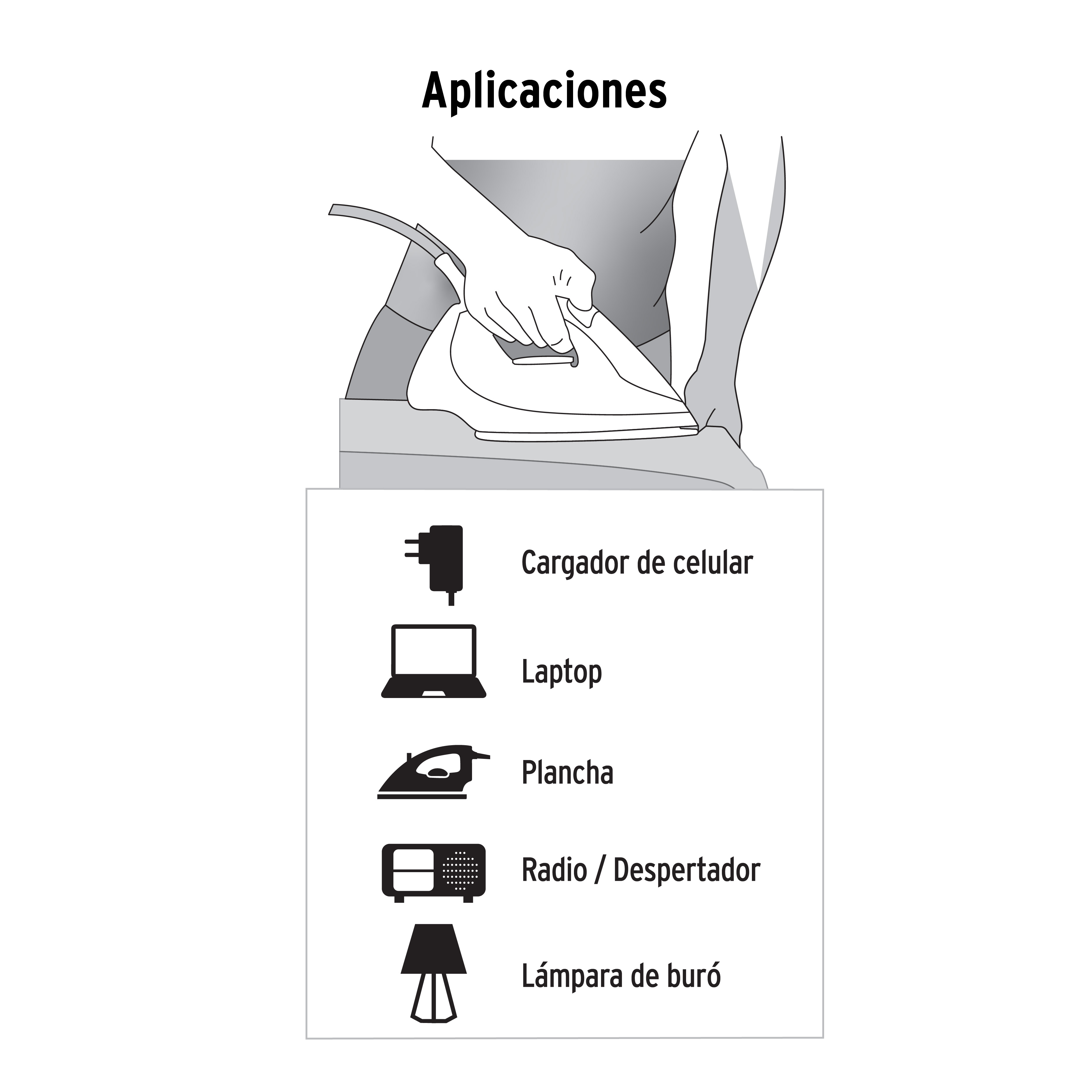 Extensión eléctrica doméstica 8 m clavija recta, blanca
