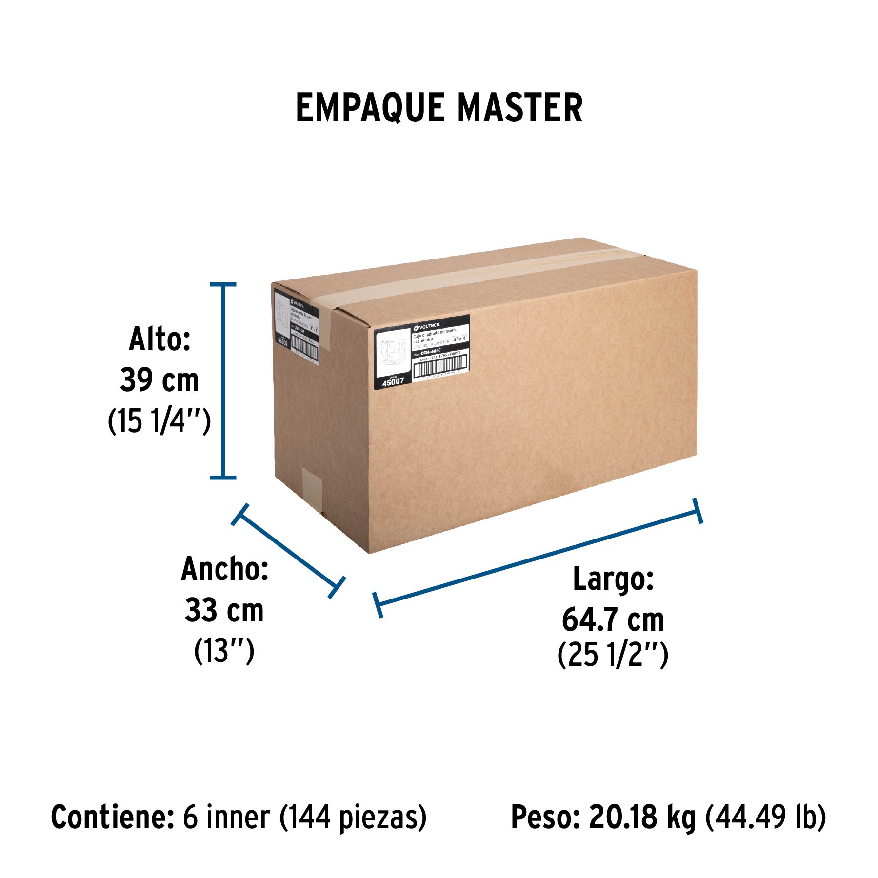 Caja cuadrada 4" x 4" económica, VOLTECK