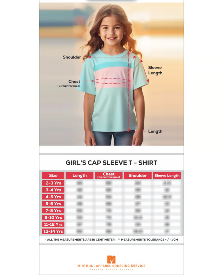 Girls T-shirt Size Chart (Junior & Senior)