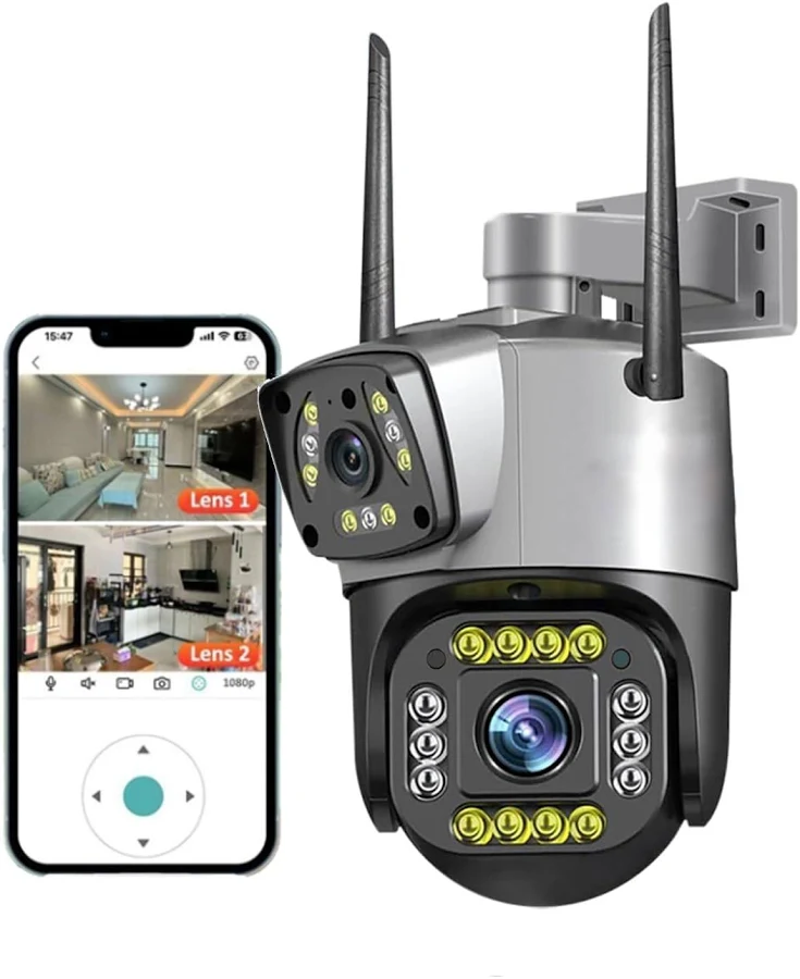 TP PLUS 6MP WiFi Dual Lens Outdoor PTZ CCTV Camera with 360° View | Two-Way Audio | Night Vision 