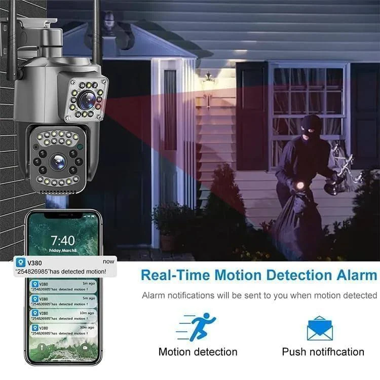 TP PLUS 6MP WiFi Dual Lens Outdoor PTZ CCTV Camera with 360° View | Two-Way Audio | Night Vision 