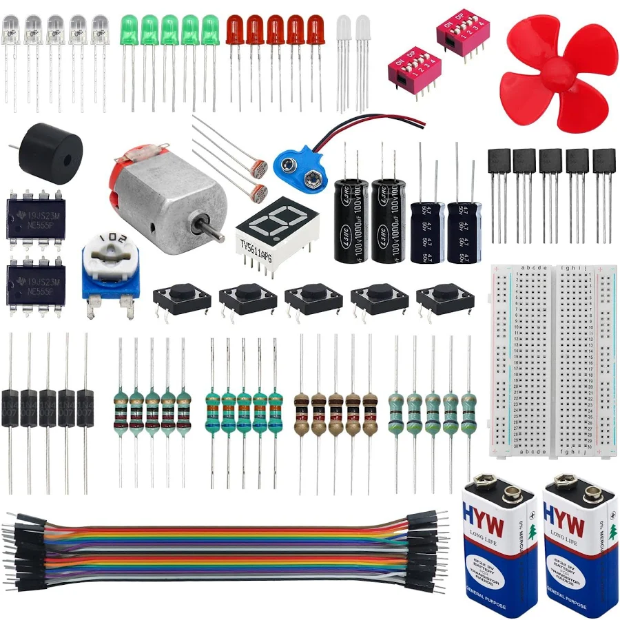 Electrobot Starter Kit (70 ITEMS) 20+ DIY Projects with Electronics Components Breadboard