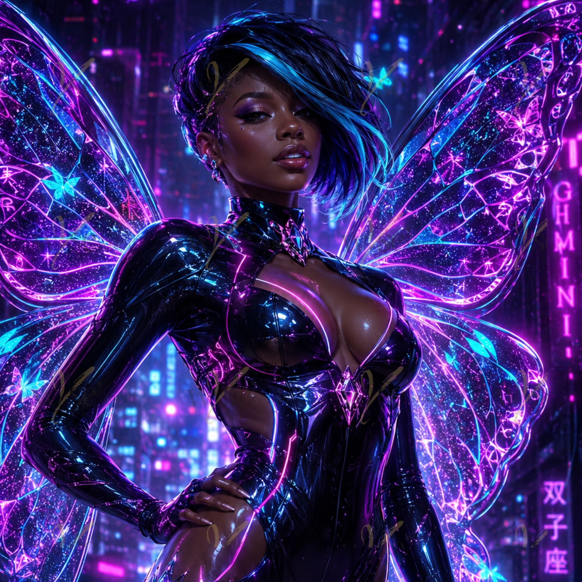 "Electric Flutter" | Butterfly Goddess Digital Art