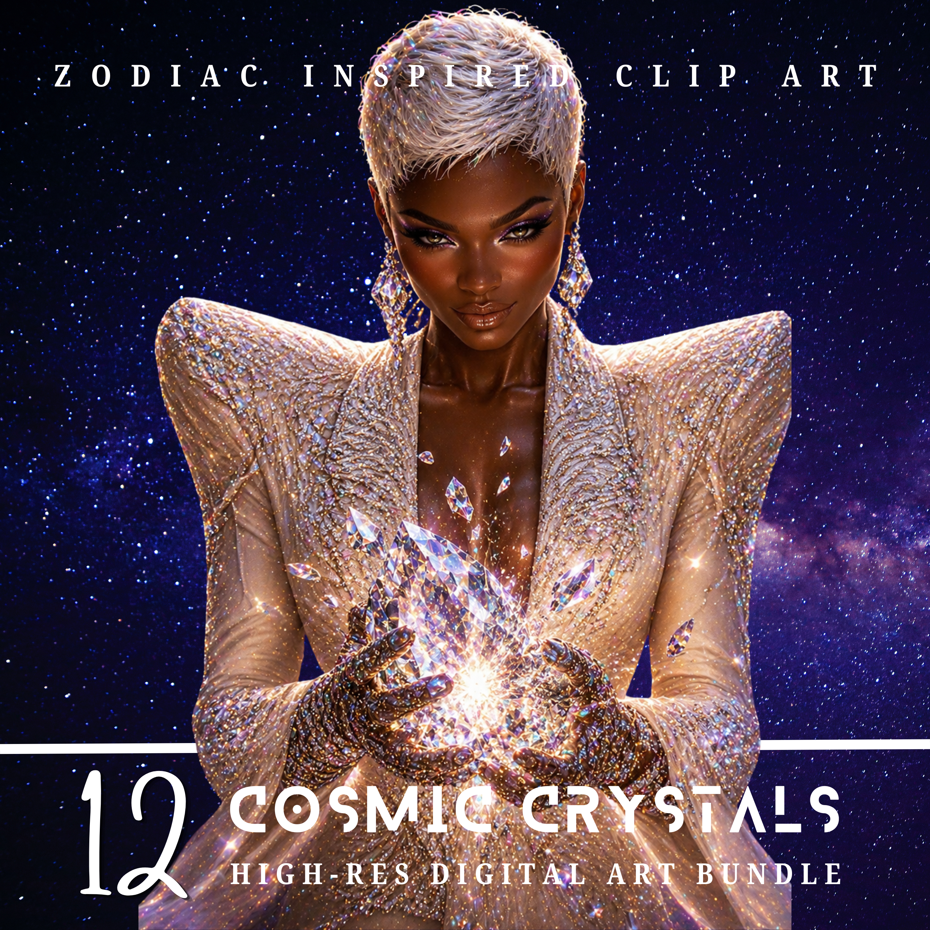 "Cosmic Crystals" | Gemstone Inspired Digital Art Collection