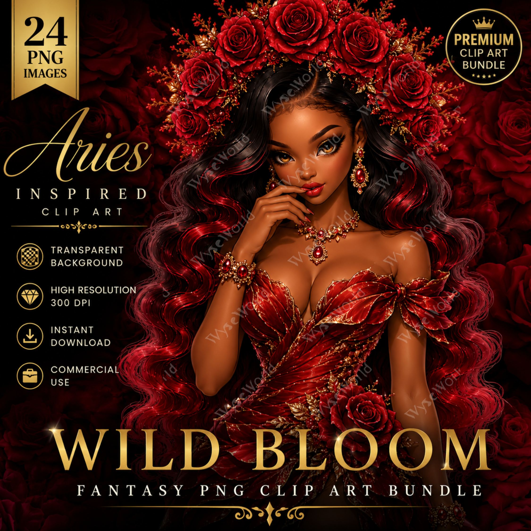 "Aries Wild Bloom" | Floral Clip Art Bundle