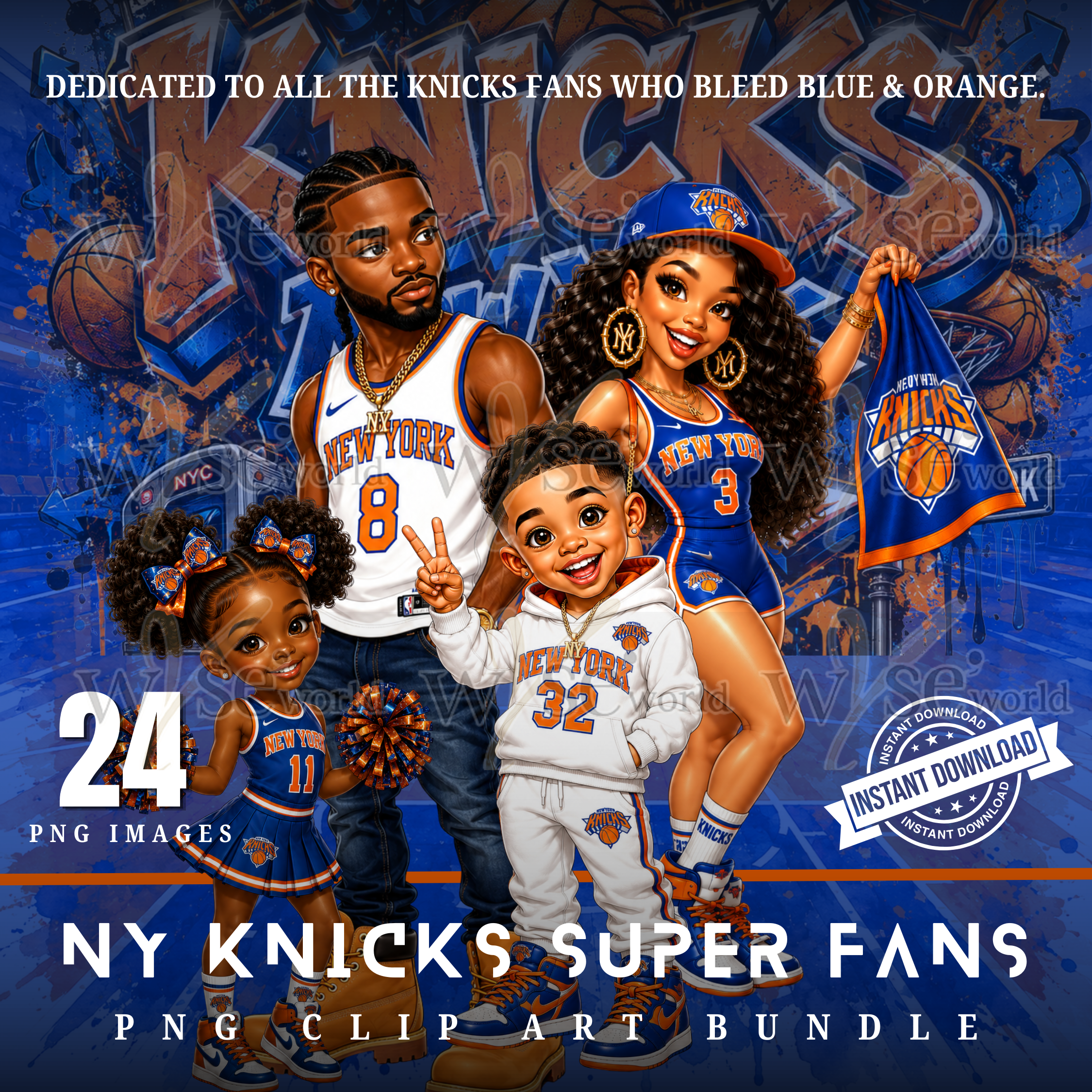 "NY Knicks Super Fans" | Digital ClipArt Bundle