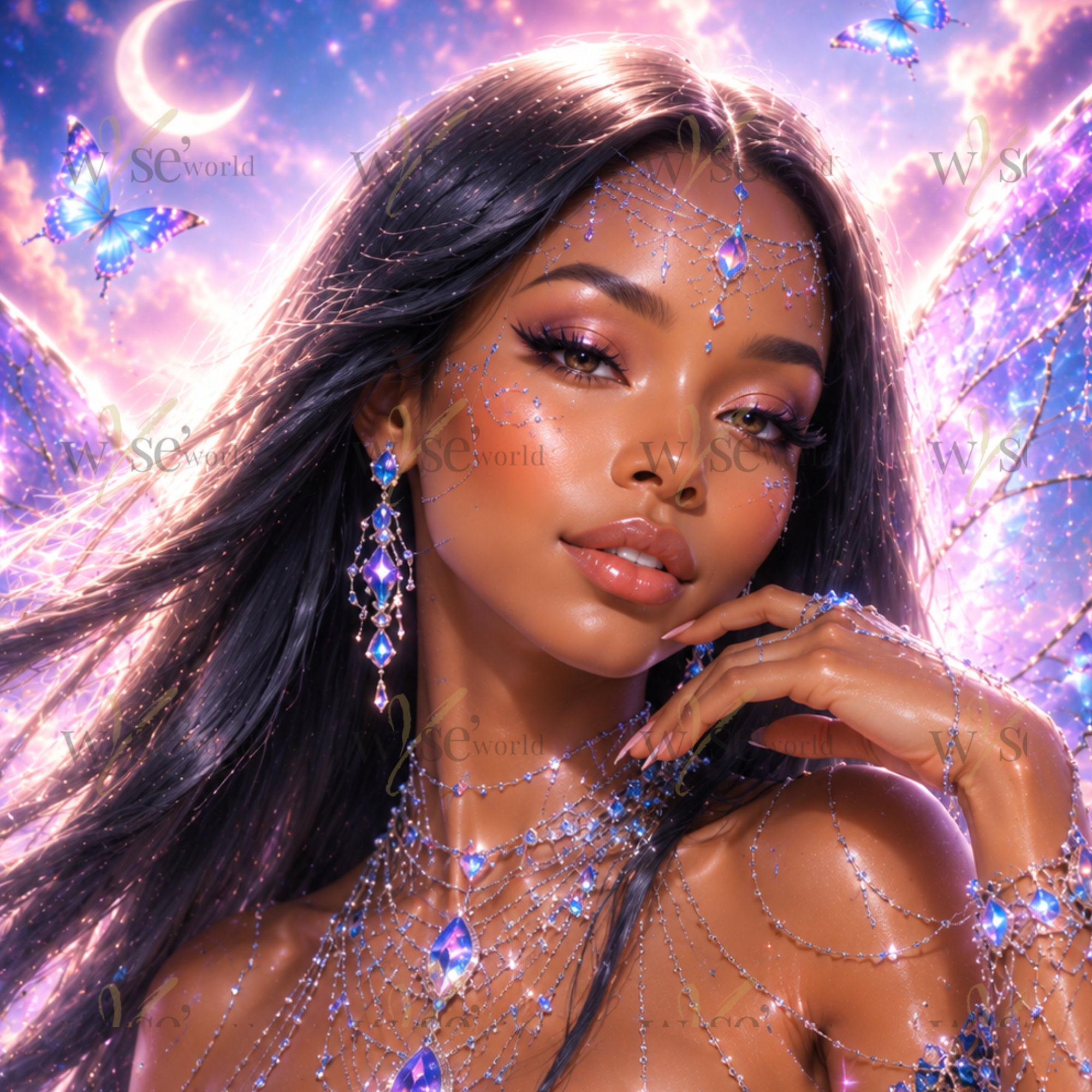 "Moonlit Muse" | Butterfly Goddess Digital Art