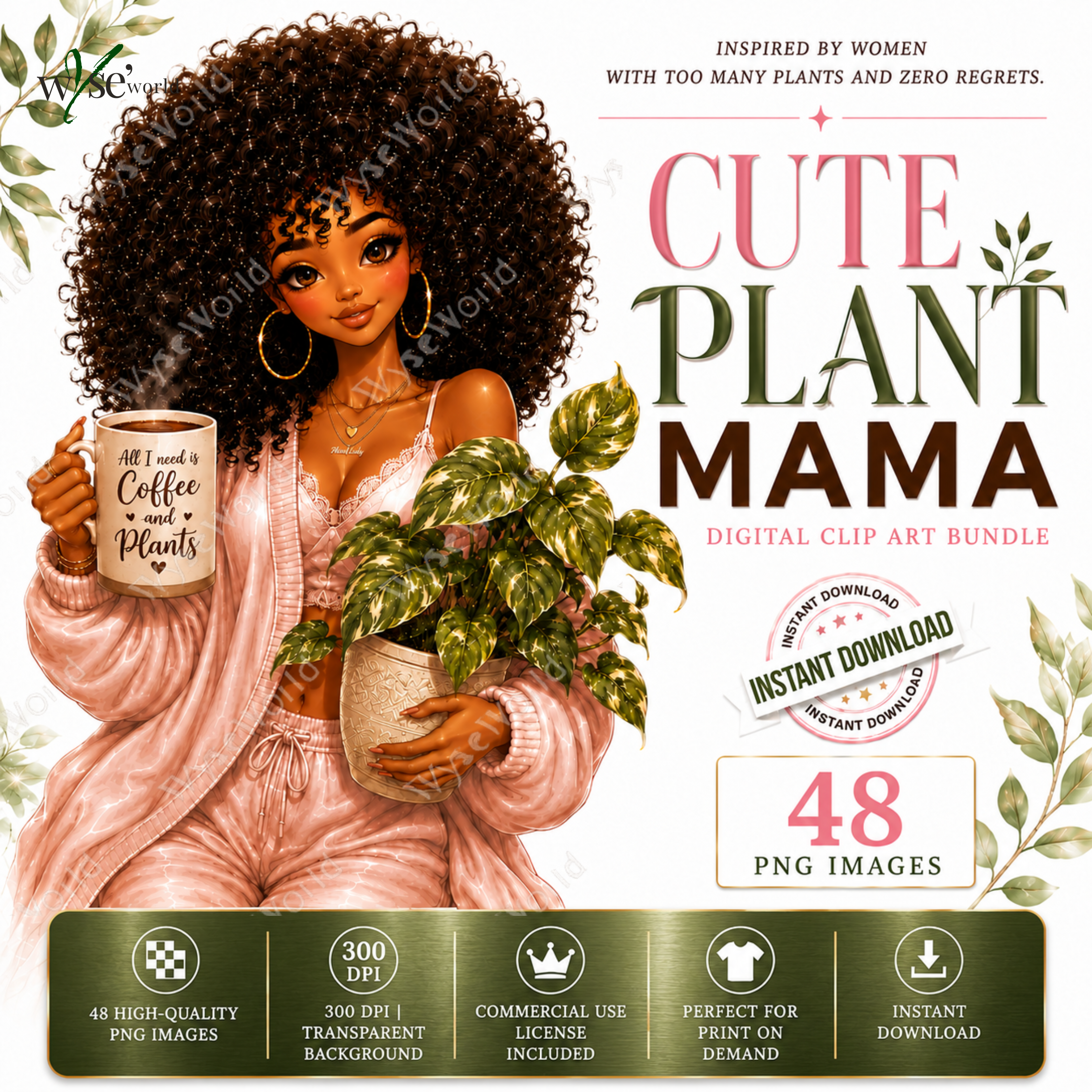 "Cute Plant Mama" | Clip Art Bundle