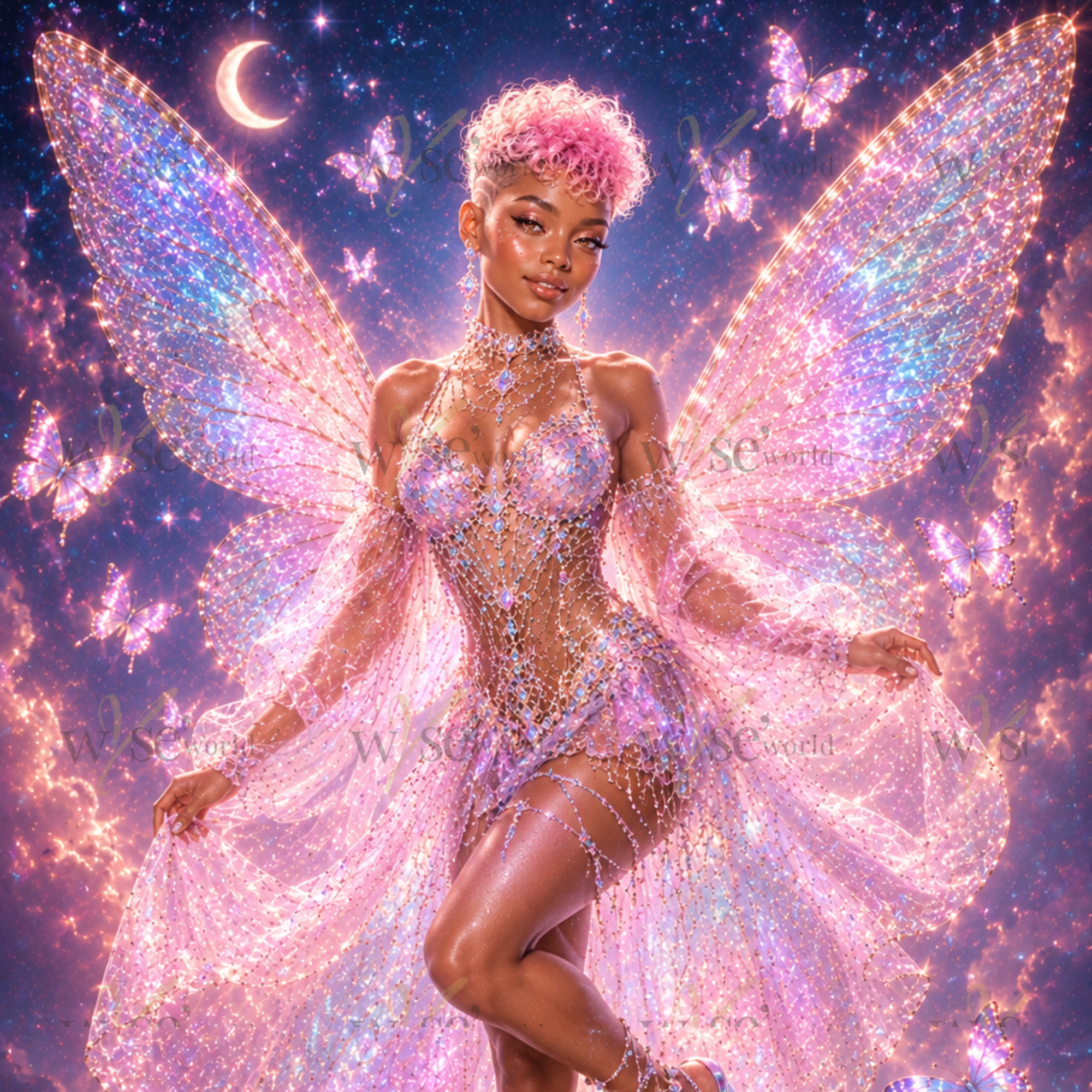 "Cotton Candy Chaos" | Butterfly Goddess Digital Art
